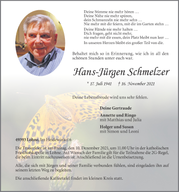 Anzeige von Hans-Jürgen Schmelzer von OM-Medien