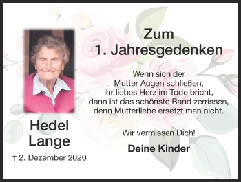 Anzeige von Hedel Lange von OM-Medien