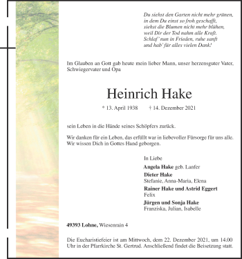 Anzeige von Heinrich Hake von OM-Medien