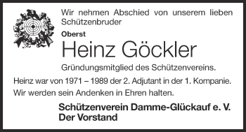 Anzeige von Heinz Göckler von OM-Medien