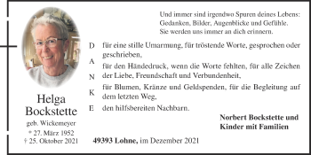 Anzeige von Helga Bockstette von OM-Medien