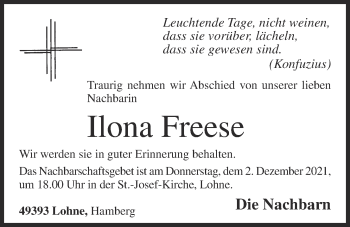 Anzeige von Ilona Freese von OM-Medien