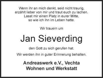 Anzeige von Jan Sieverding von OM-Medien