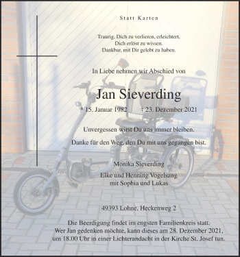 Anzeige von Jan Sieverding von OM-Medien