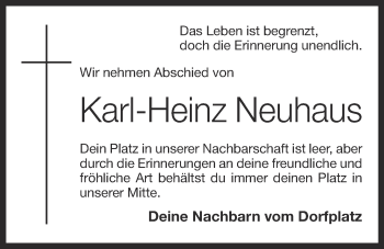 Anzeige von Karl-Heinz Neuhaus von OM-Medien