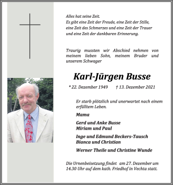 Anzeige von Karl-Jürgen Busse von OM-Medien