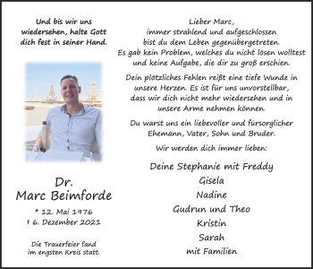 Anzeige von Marc Beimforde von OM-Medien