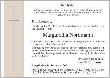 Anzeige von Margaretha Nordmann von OM-Medien