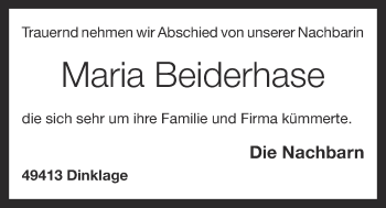 Anzeige von Maria Beiderhase von OM-Medien