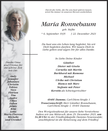 Anzeige von Maria Ronnebaum von OM-Medien
