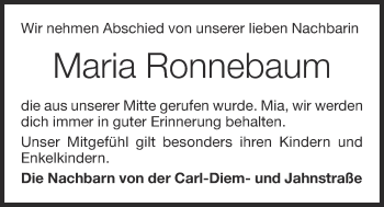 Anzeige von Maria Ronnebaum von OM-Medien