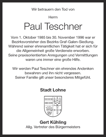 Anzeige von Paul Teschner von OM-Medien