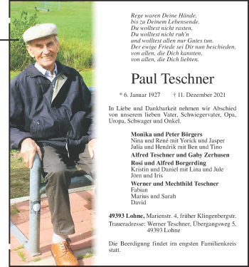 Anzeige von Paul Teschner von OM-Medien