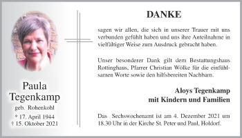 Anzeige von Paula Tegenkamp von OM-Medien