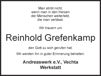 Anzeige von Reinhold Grefenkamp von OM-Medien
