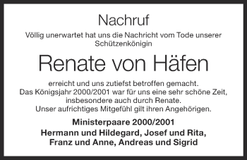 Anzeige von Renate  von Häfen von OM-Medien