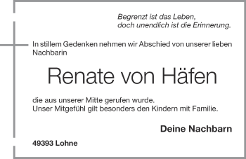 Anzeige von Renate  von Häfen von OM-Medien