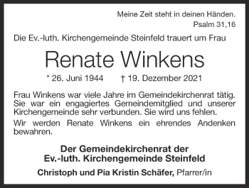 Anzeige von Renate Winkens von OM-Medien
