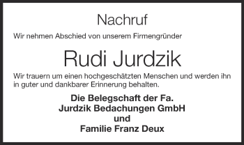 Anzeige von Rudi Jurdzik von OM-Medien