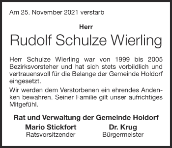 Anzeige von Rudolf Schulze Wierling von OM-Medien