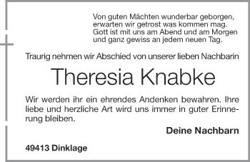Anzeige von Theresia Knabke von OM-Medien