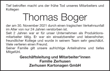 Anzeige von Thomas Boger von OM-Medien