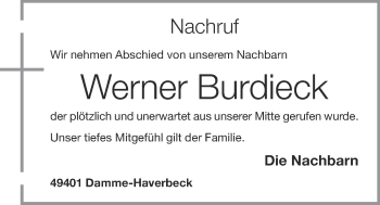 Anzeige von Werner Burdieck von OM-Medien
