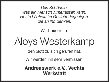 Anzeige von Aloys Westerkamp von OM-Medien