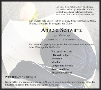 Anzeige von Angela Schwarte von OM-Medien