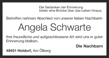 Anzeige von Angela Schwarte von OM-Medien