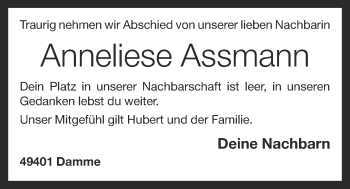 Anzeige von Anneliese Assmann von OM-Medien