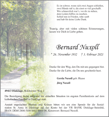 Anzeige von Bernard Nuxoll von OM-Medien