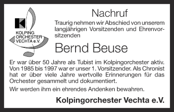 Anzeige von Bernd Beuse von OM-Medien