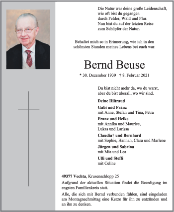 Anzeige von Bernd Beuse von OM-Medien