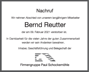 Anzeige von Bernd Reutter von OM-Medien