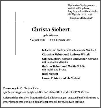 Anzeige von Christa Siebert von OM-Medien