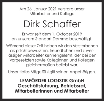 Anzeige von Dirk Schaffer von OM-Medien