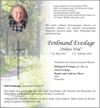 Anzeige von Ferdinand Eveslage von OM-Medien