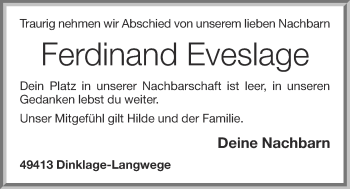 Anzeige von Ferdinand Eveslage von OM-Medien