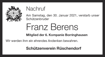 Anzeige von Franz Berens von OM-Medien