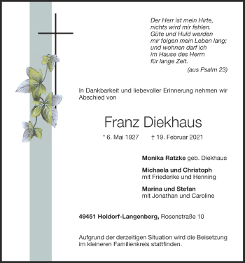 Anzeige von Franz Diekhaus von OM-Medien