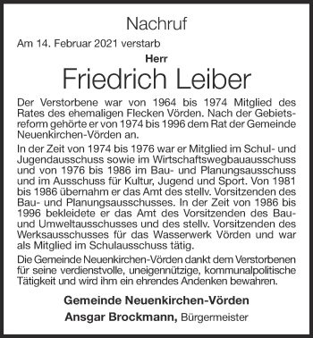 Anzeige von Friedrich Leiber von OM-Medien