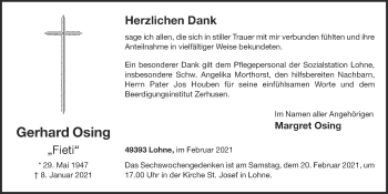 Anzeige von Gerhard Osing von OM-Medien