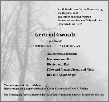 Anzeige von Gertrud Gwosdz von OM-Medien