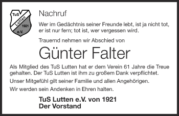 Anzeige von Günter Falter von OM-Medien