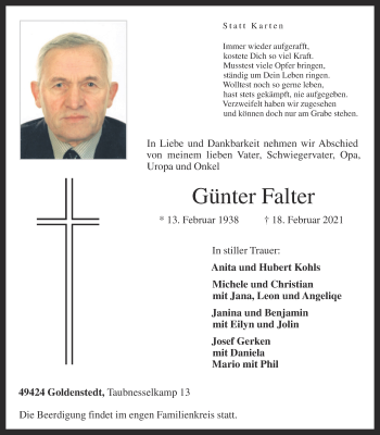 Anzeige von Günter Falter von OM-Medien