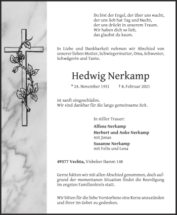 Anzeige von Hedwig Nerkamp von OM-Medien