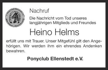 Anzeige von Heino Helms von OM-Medien