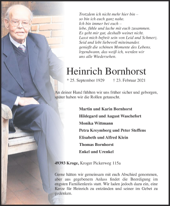 Anzeige von Heinrich Bornhorst von OM-Medien