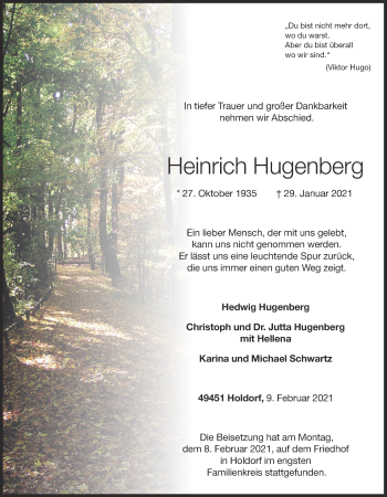 Anzeige von Heinrich Hugenberg von OM-Medien